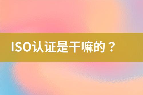 ISO認證是干嘛的？